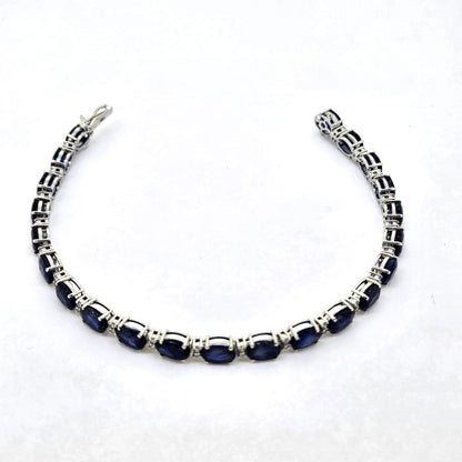 Oval Sapphire and Diamond Line Bracelet, 23.01 carats