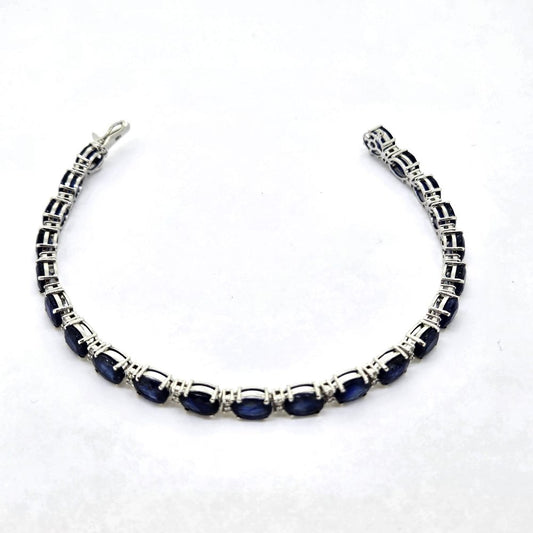 Oval Sapphire and Diamond Line Bracelet, 23.01 carats