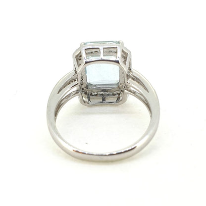 3.77ct Aquamarine and Diamond Cluster Ring