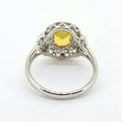 2.1ct Oval Yellow Sapphire and Diamond Cluster Dress Ring