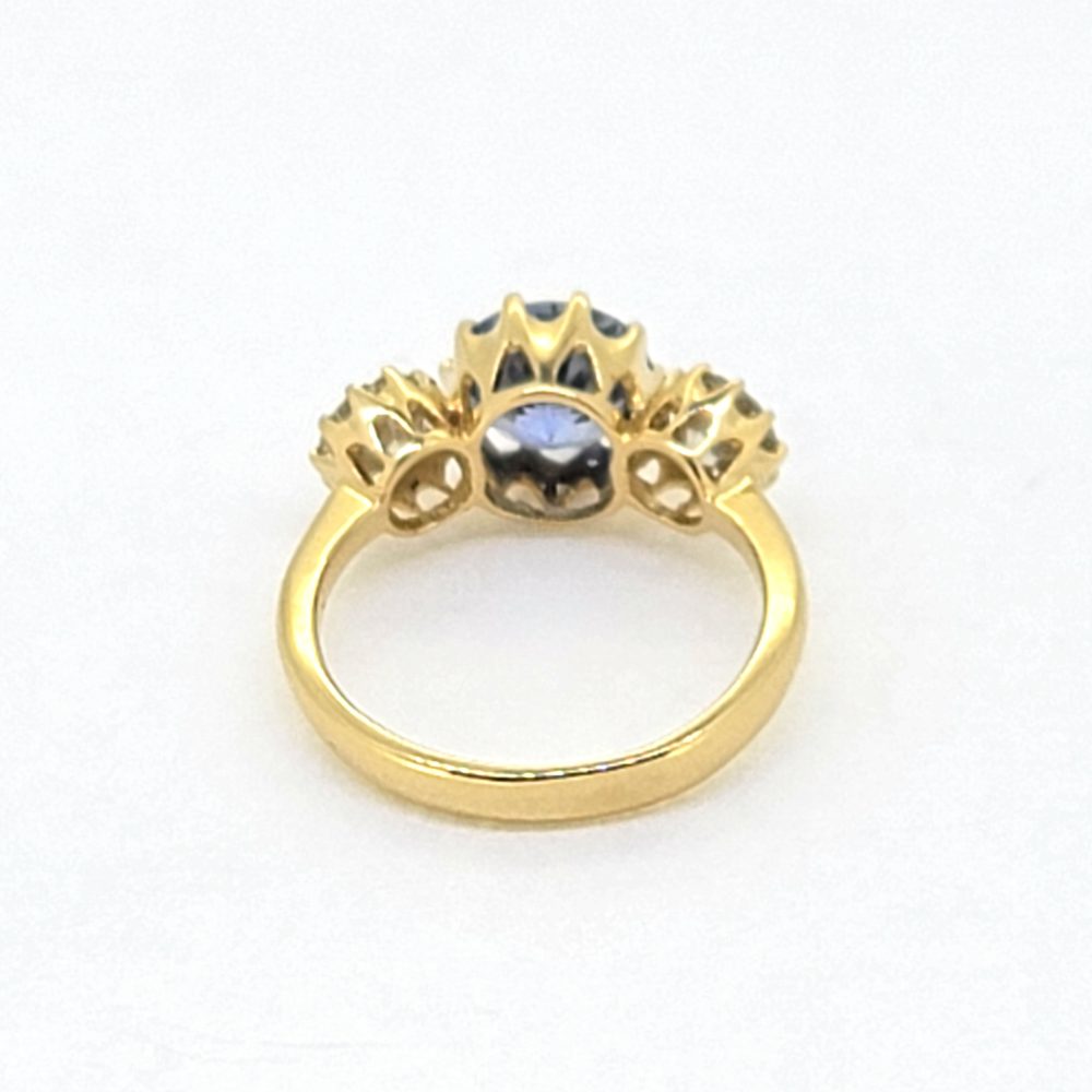 2ct Sri Lanka Sapphire and Diamond Three Stone Engagement Ring