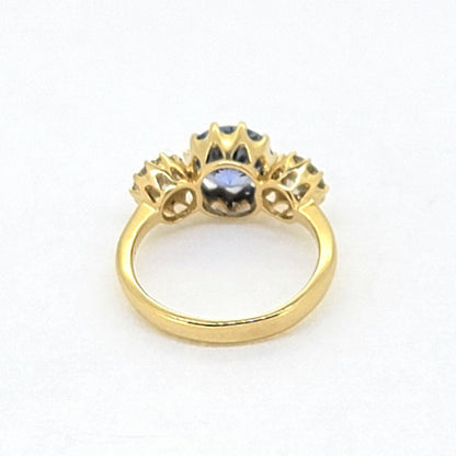 2ct Sri Lanka Sapphire and Diamond Three Stone Engagement Ring