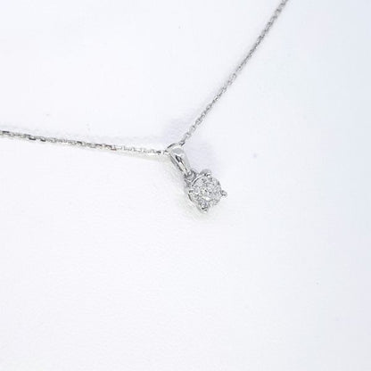 Diamond Cluster Pendant and White Gold Chain, 0.08 carats