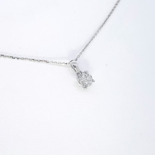 Diamond Cluster Pendant and White Gold Chain, 0.08 carats
