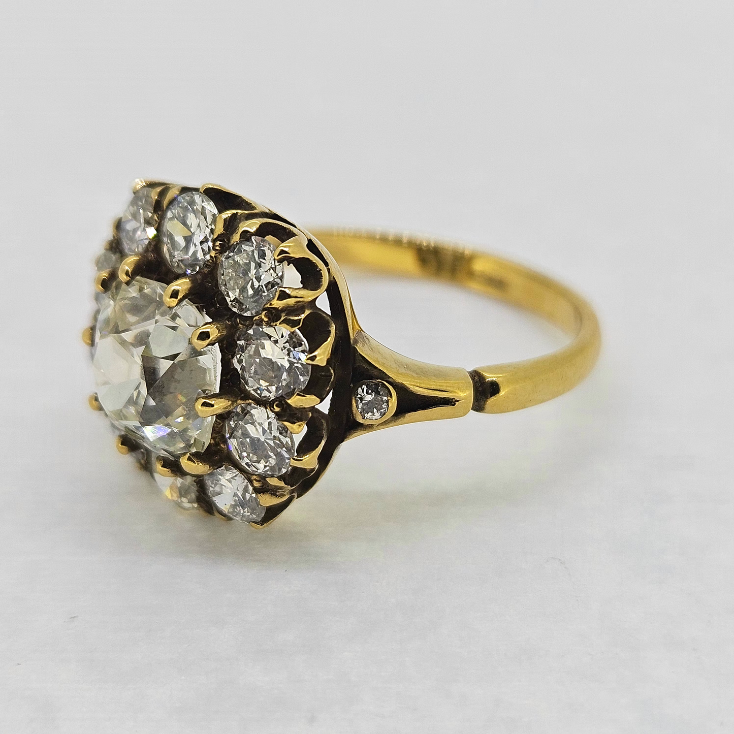 Antique Old Cut Diamond Cluster Ring, 3.24 carat total