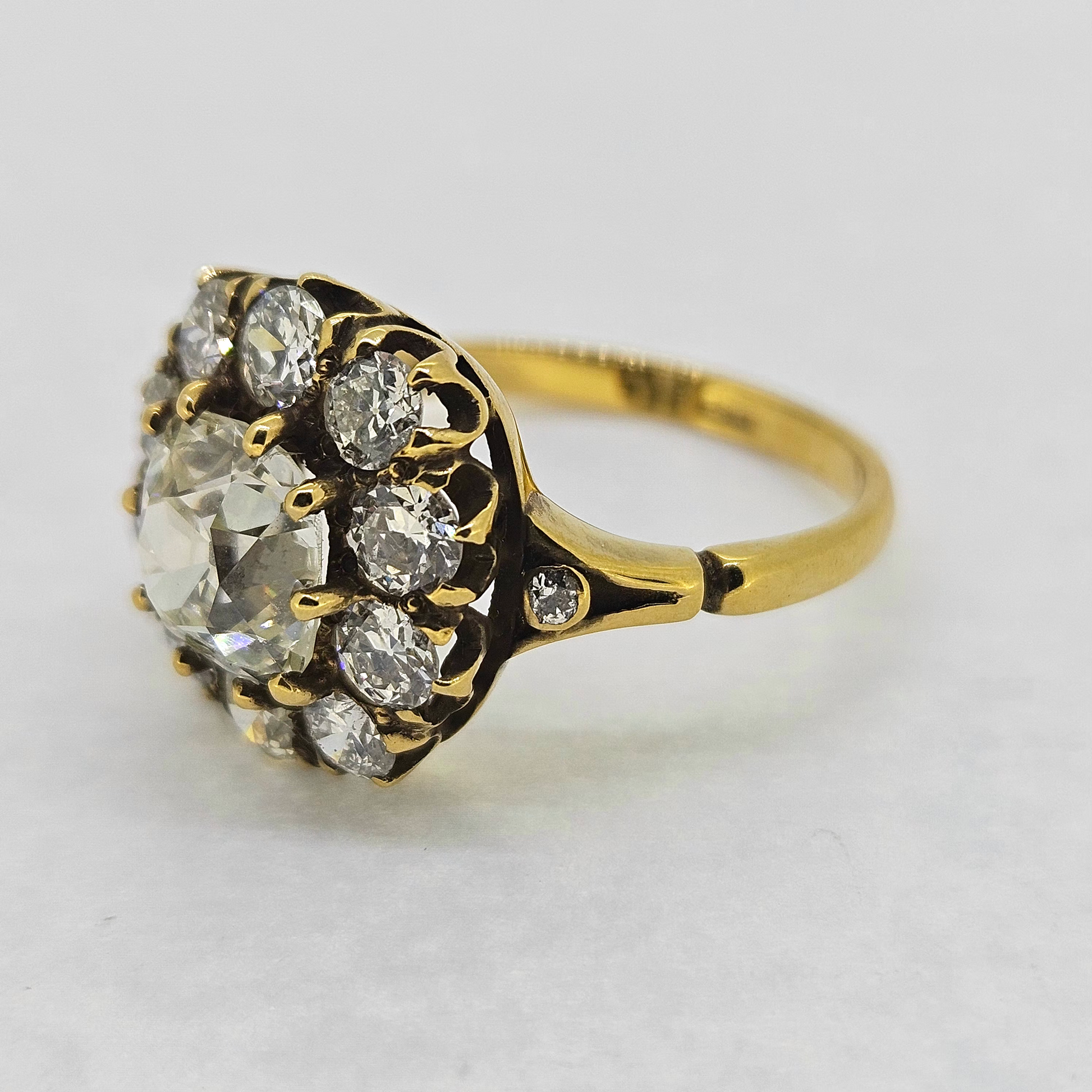 Antique Old Cut Diamond Cluster Ring, 3.24 carat total