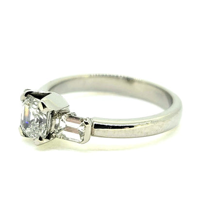 0.60ct Asscher Cut Diamond Engagement Ring with Baguette Shoulders in Platinum