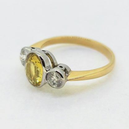 2.20ct Yellow Sapphire and Diamond Trilogy Engagement Ring
