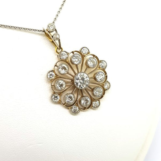 Antique Diamond Flower Cluster Pendant, 4.00 carat total