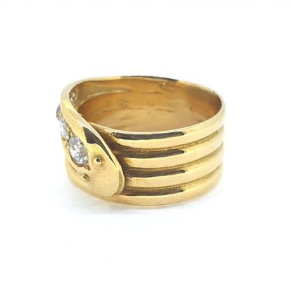 18ct coiled snake ring with diamonds