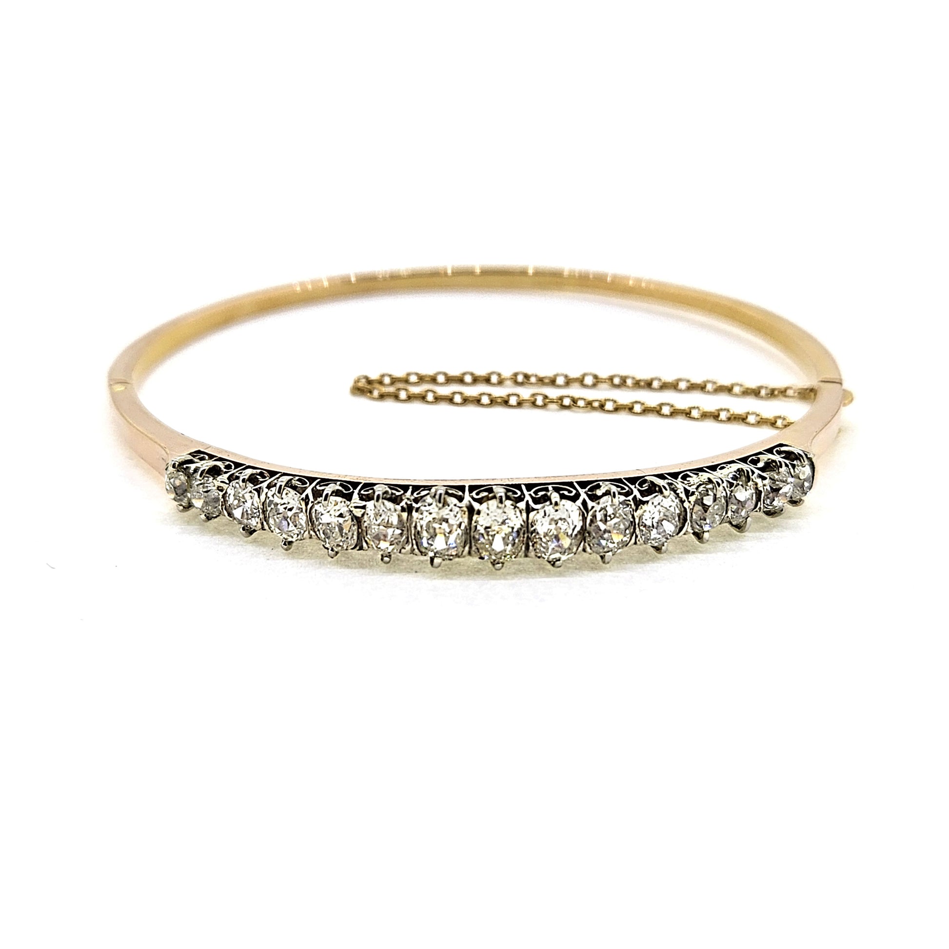 Antique French 5ct Diamond Bangle Bracelet