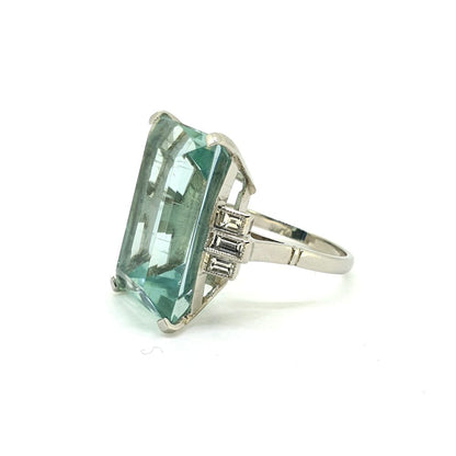 18.35ct Aquamarine and Diamond Cocktail Ring in Platinum