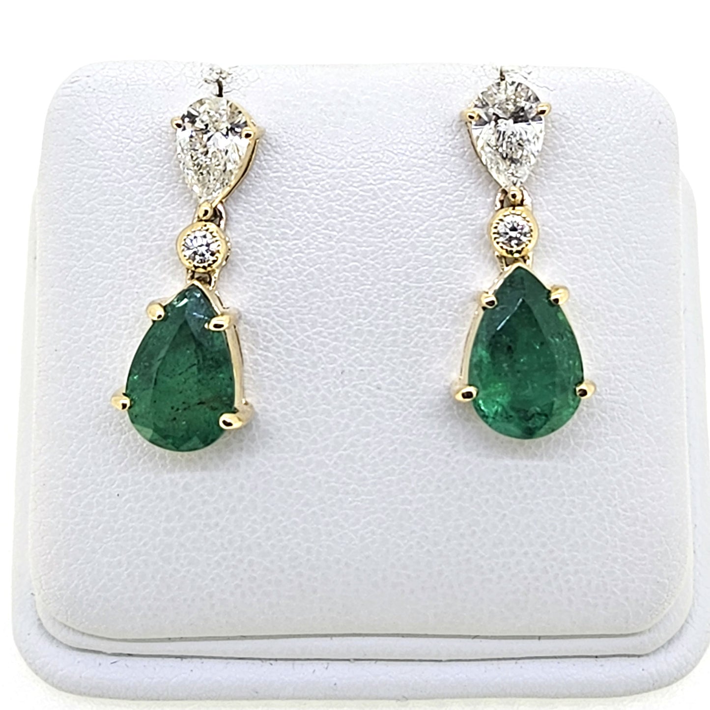 Emerald and Diamond drop earrings Em5.07 D1.46