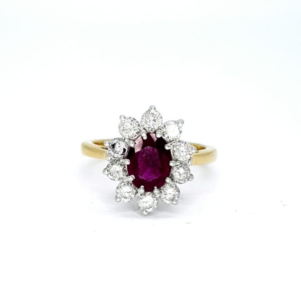 Ruby and Diamond Cluster Ring in 18ct Gold