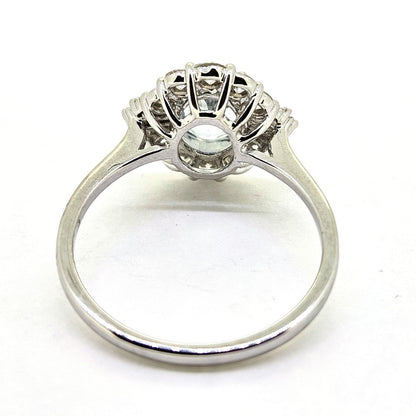 Modern Aquamarine and Diamond Cluster Dress Ring