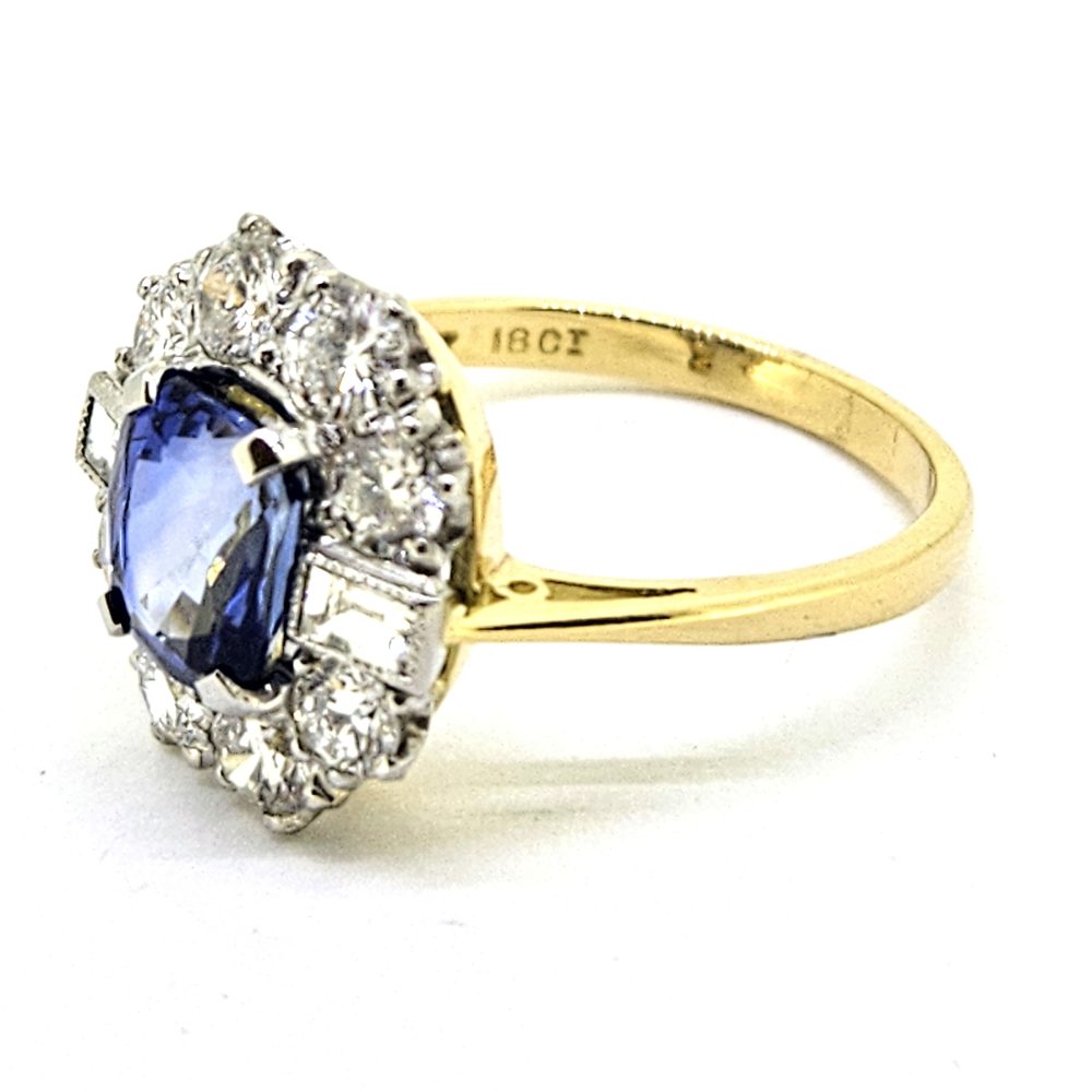 2.25ct Sapphire and Diamond Cluster Engagement Ring