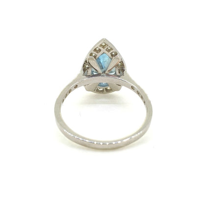 1.40ct Pear Cut Aquamarine and Diamond Cluster Ring