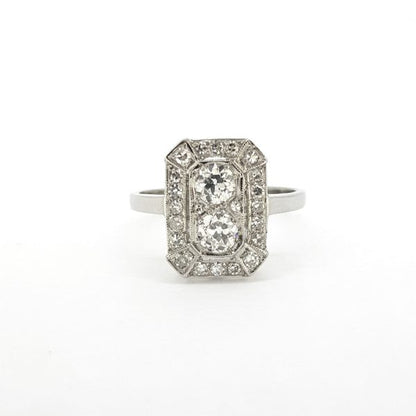 Art Deco Style Diamond Cluster Ring in Platinum, 1.00 carat total