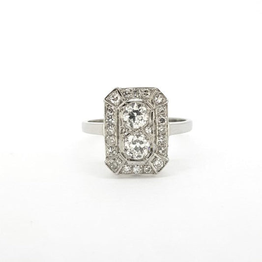 Art Deco Style Diamond Cluster Ring in Platinum, 1.00 carat total