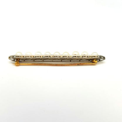 Antique Edwardian Pearl and Diamond Bar Brooch