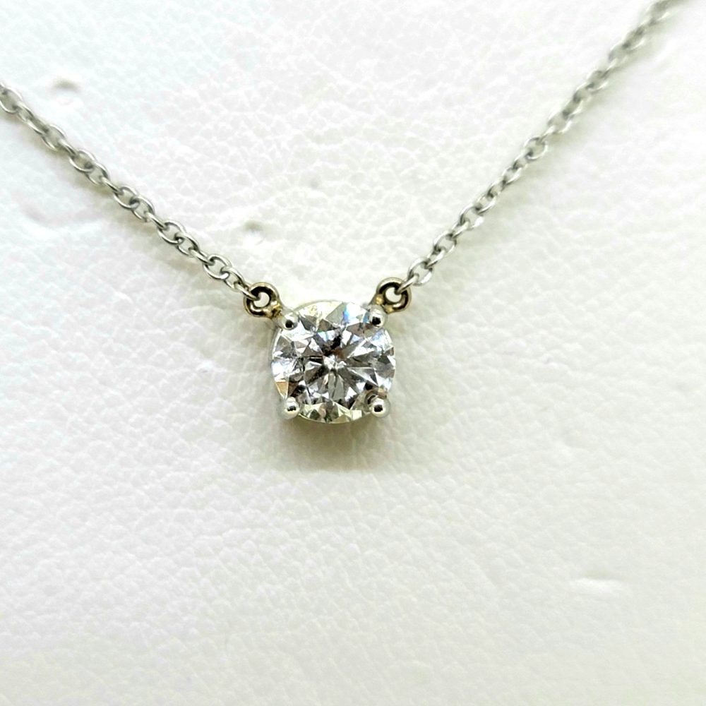 Single Stone 0.45ct Diamond Solitaire Pendant Necklace with Chain