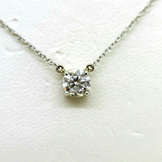 Single Stone 0.45ct Diamond Solitaire Pendant Necklace with Chain