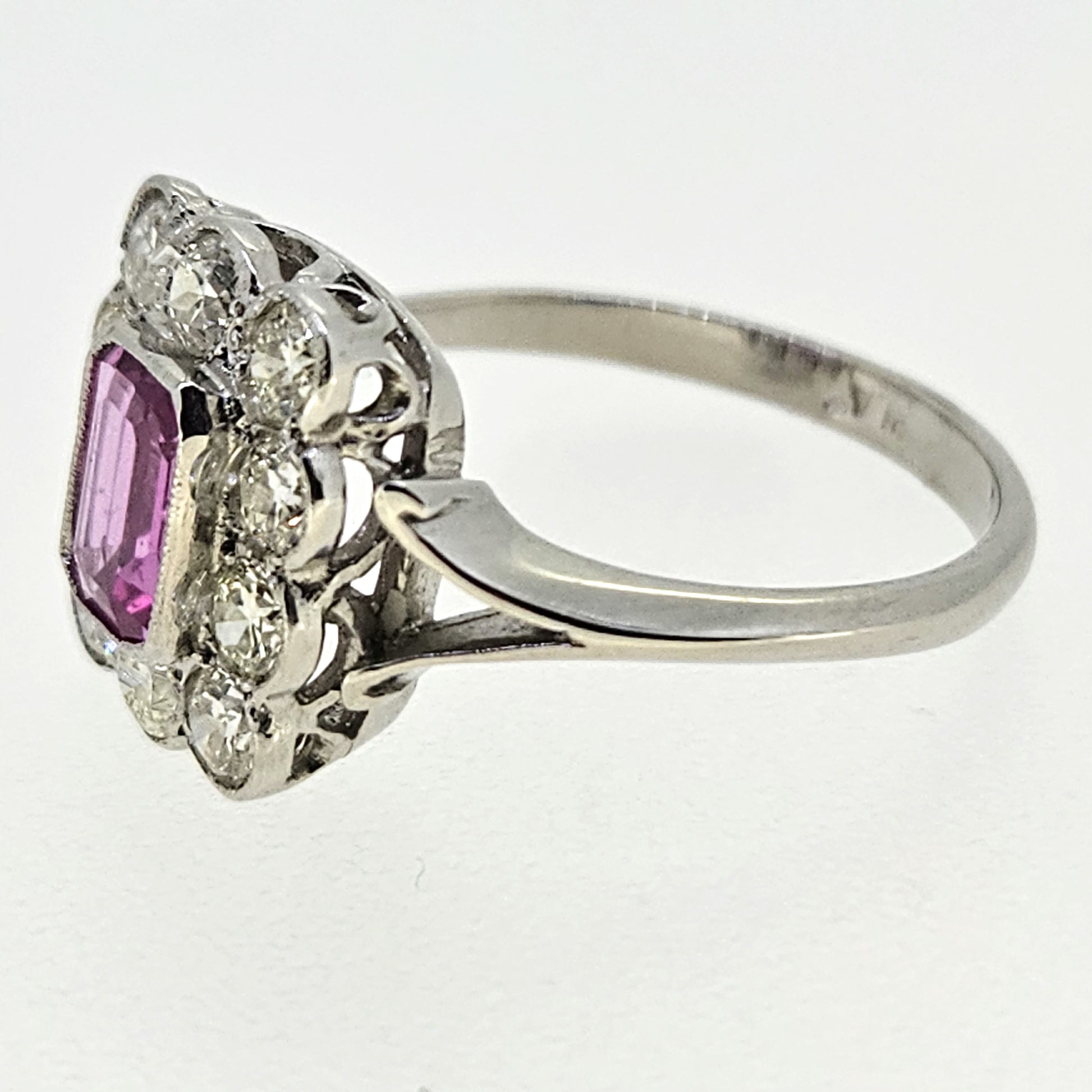 Pink Sapphire and Diamond Cluster Ring D.50 Ps.1.0 Platinum