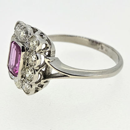 Pink Sapphire and Diamond Cluster Ring D.50 Ps.1.0 Platinum