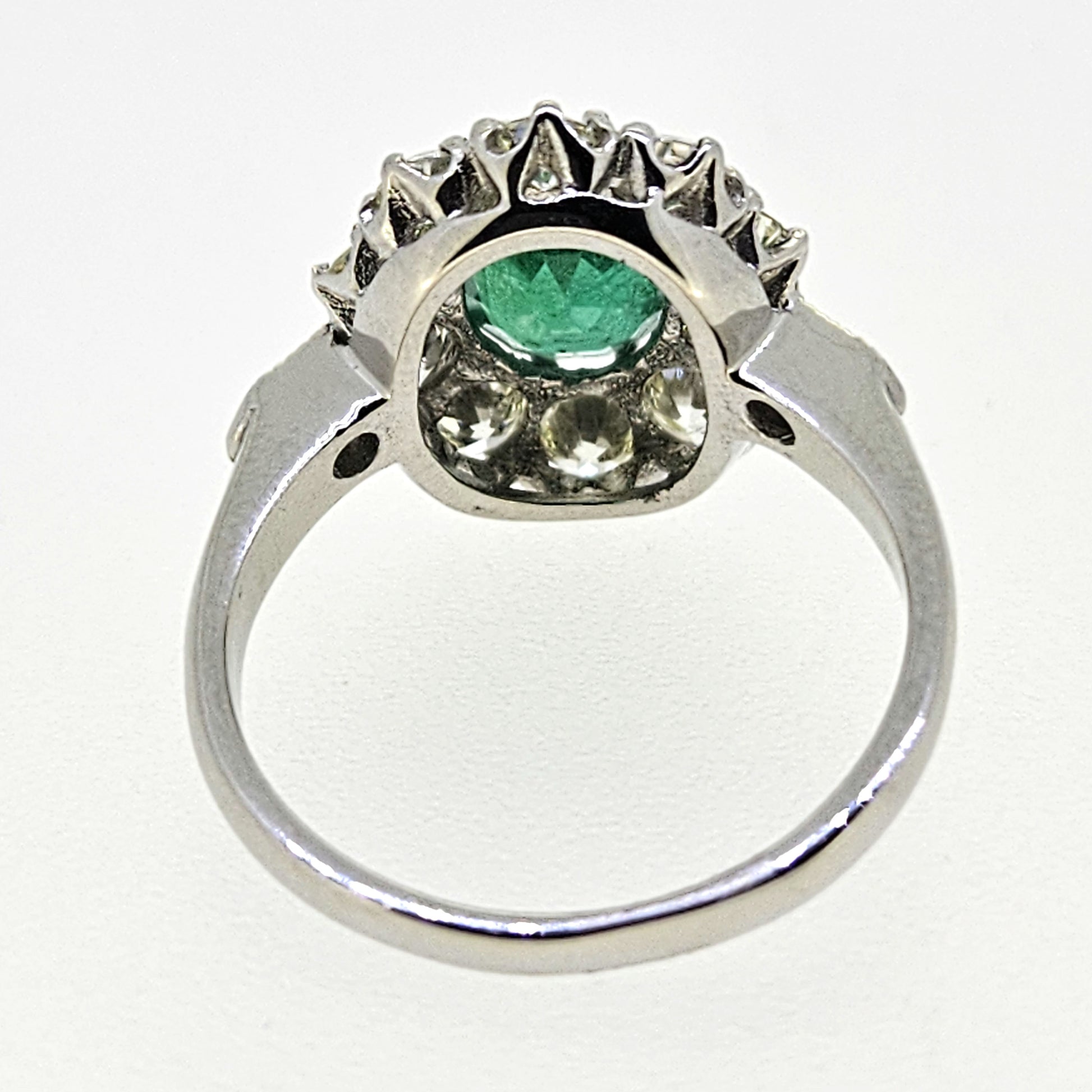 Emerald and Diamond Cluster Ring D1.40 E1.80 platinum