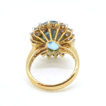 14.28ct Oval Blue Topaz and Diamond Cluster Dress Ring