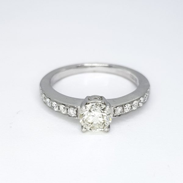 0.70ct Diamond Solitaire Engagement Ring with Diamond Shoulders