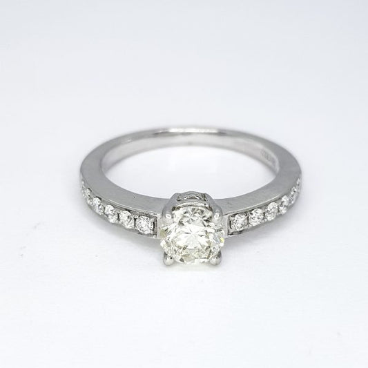 0.70ct Diamond Solitaire Engagement Ring with Diamond Shoulders