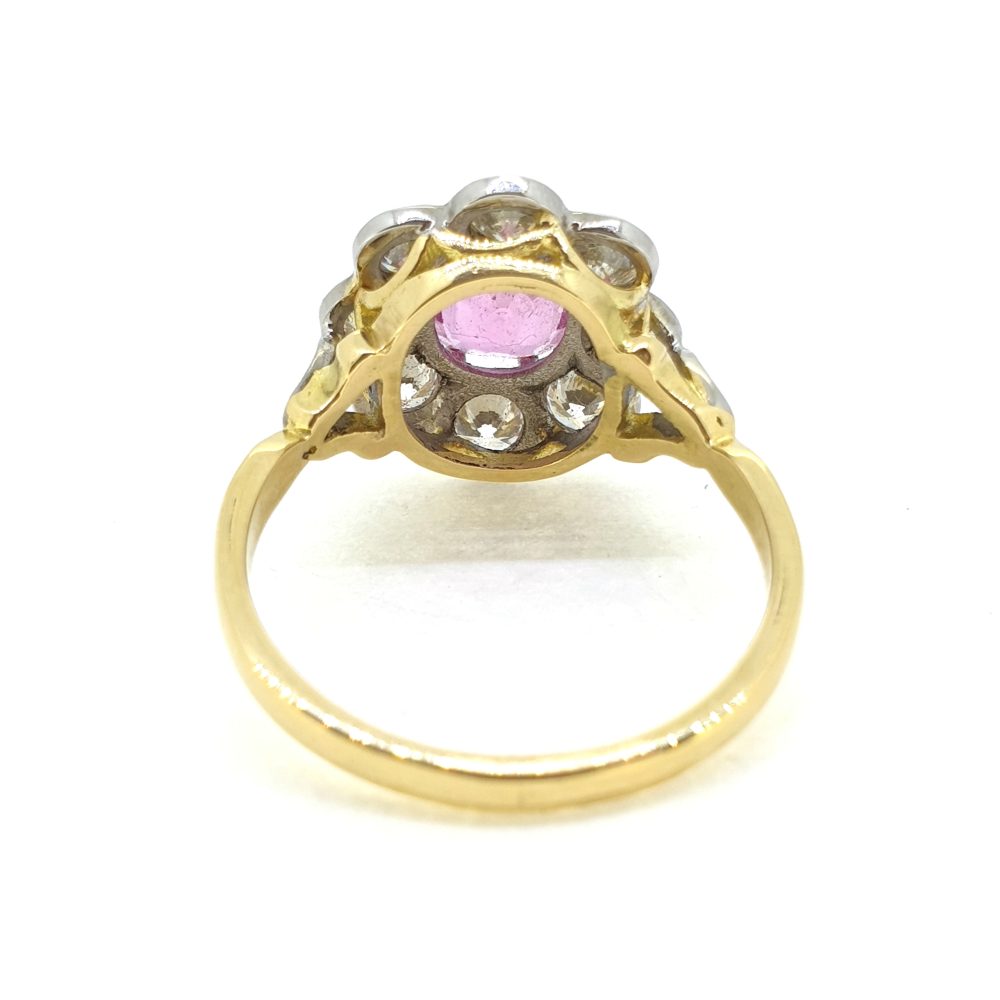 1.60ct Pink Sapphire and Diamond Floral Cluster Ring