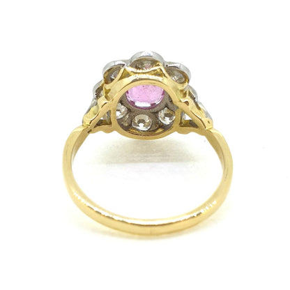 1.60ct Pink Sapphire and Diamond Floral Cluster Ring