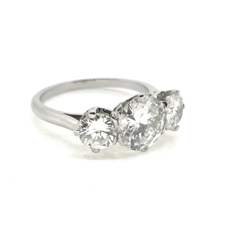 Diamond Three Stone Engagement Ring, 2.50 carat total