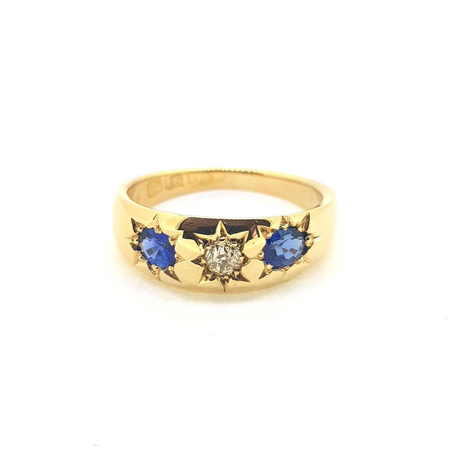 Antique Victorian Sapphire and Diamond Three Stone Ring