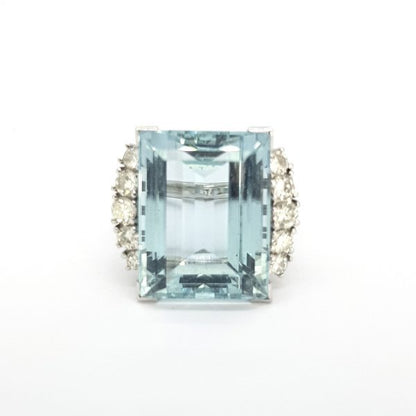14ct Aquamarine and Diamond Dress Cocktail Ring