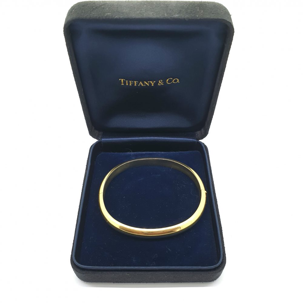 Vintage Tiffany and Co 18ct Yellow Gold Half Dome Bangle Bracelet, Circa 2000, in Tiffany & Co box