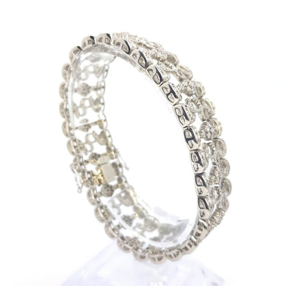 Floral Diamond Bracelet in 18ct White Gold, 6 carats