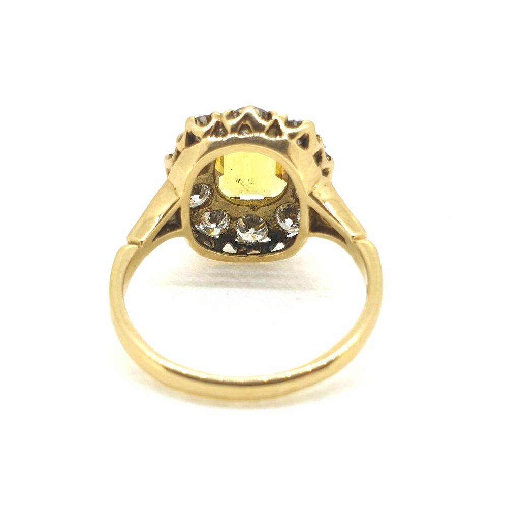 1.90ct Yellow Sapphire and Diamond Cluster Engagement Ring in 18ct Yellow Gold