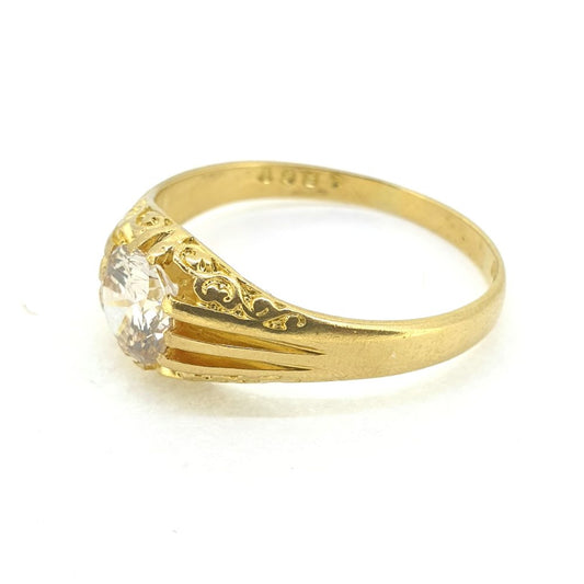 Single Stone 1.24ct Diamond Solitaire Gypsy Style Ring in 18ct Yellow Gold