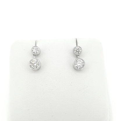 Modern Diamond Drop Earrings, 1.05 carats