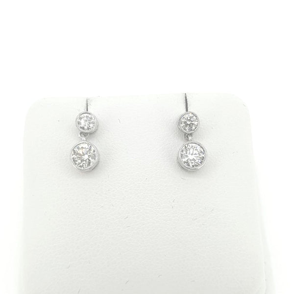 Modern Diamond Drop Earrings, 1.05 carats