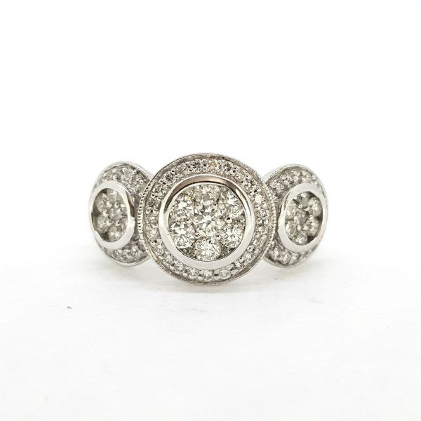 Diamond Triple Cluster Ring, 1.50 carat total