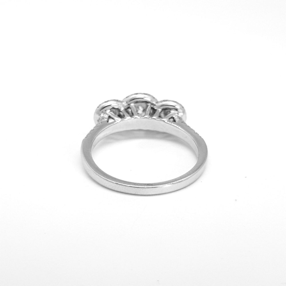 Diamond Three Stone Cluster Ring, 1.00 carat total