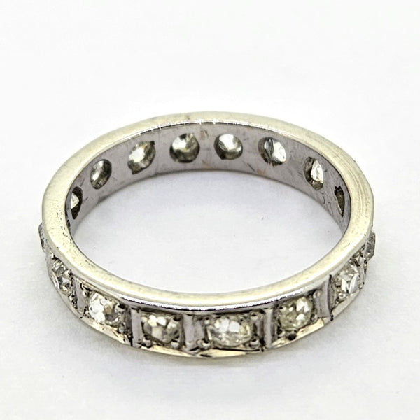 Vintage French Old Cut Diamond Full Eternity Band Ring, 18ct white gold band set throughout with sparkling old-cut diamonds