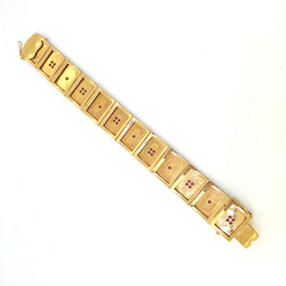Brevetto 18ct Yellow Gold Panel Bracelet with Rubies