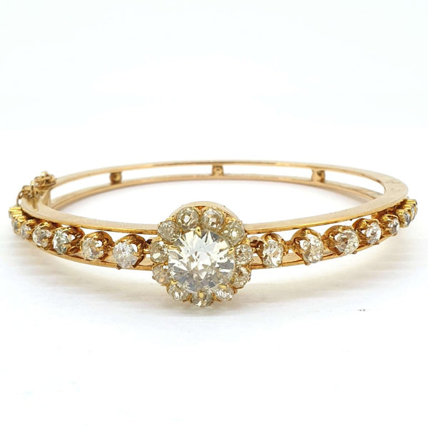 Antique 2.50ct Old Cut Diamond Bangle Bracelet
