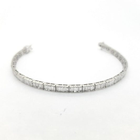 Baguette Cut Diamond Line Bracelet, 3.53 carat total