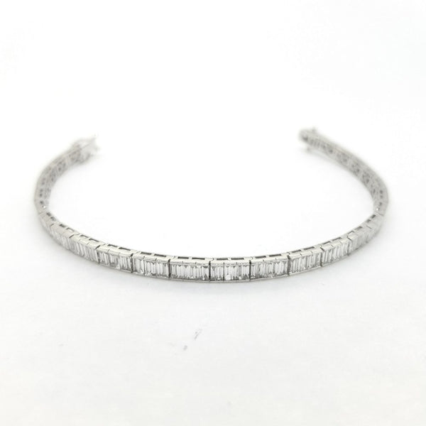 Baguette Cut Diamond Line Bracelet, 3.53 carat total
